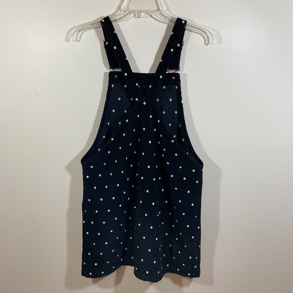 Topshop Black Polka Dot Corduroy Pinafore Overall Dress Women 8 Retro Schoolgirl - Picture 9 of 16